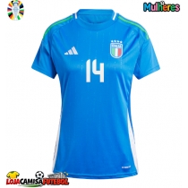 Camisa de Futebol Itália Federico Chiesa #14 Equipamento Principal Mulheres Europeu 2024 Manga Curta
